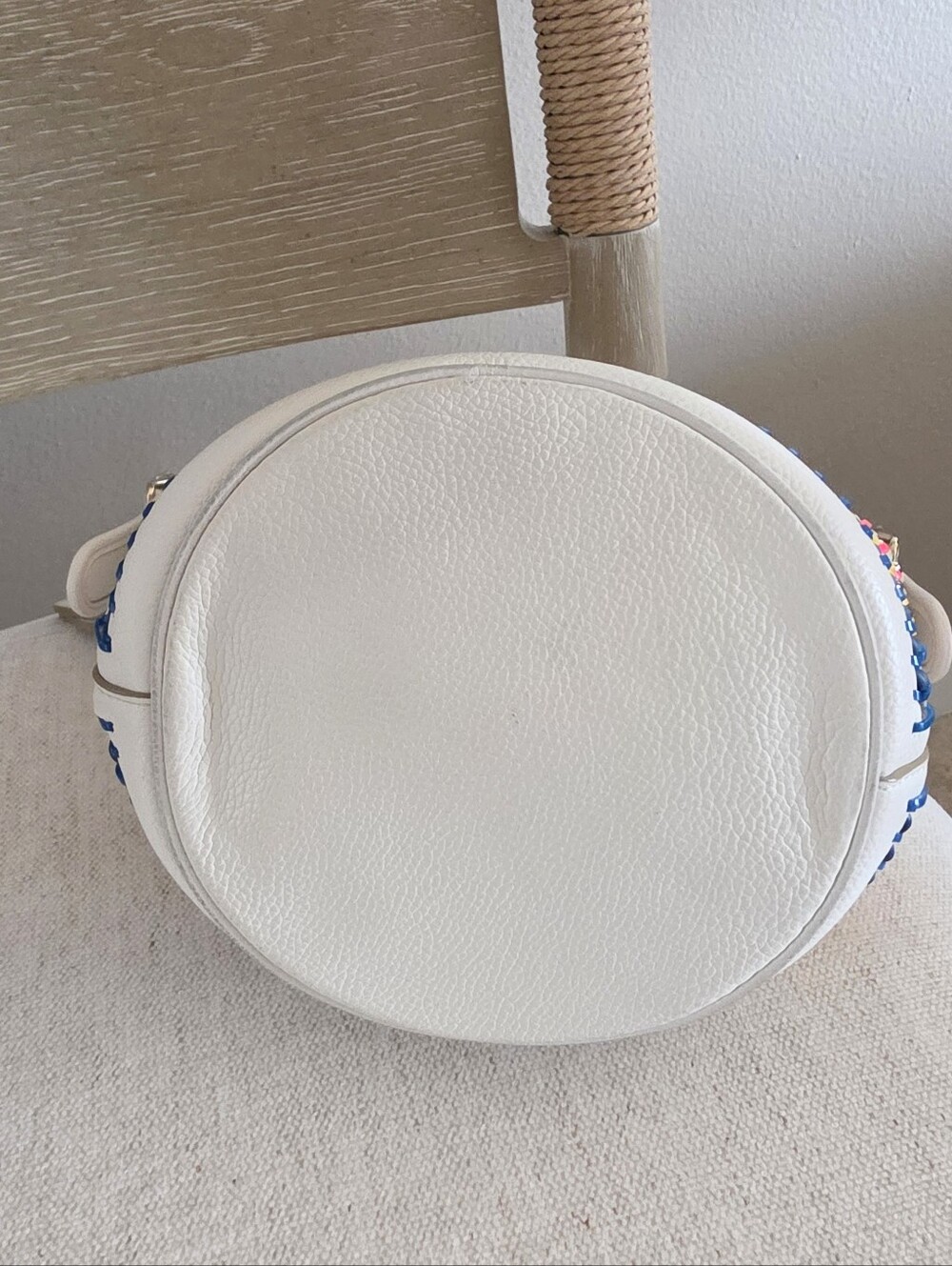 White COACH Bucket Crossbody Bag with Multicolor Trim - Picture 6 of 7